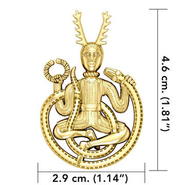 The Powerful Horned God Cernunnos 14 Karat Gold Pendant GTP3450 - Jewelry